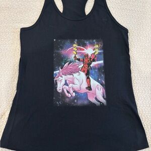 Marvel Black Tank Top with Deadpool Graphic